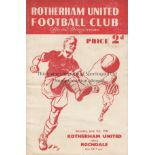 ROTHERHAM - ROCHDALE 47 Rotherham home programme v Rochdale, 7/6/47, slight fold. Generally good