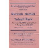 DULWICH 4 Page programme Dulwich Hamlet Reserves v Tufnell Park Reserves Isthmian League March 5th