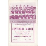 ARBROATH - NEWCASTLE 1978 Centenary match programme, Arbroath v Newcastle Utd, 15/8/78, Good