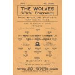WOLVES - MANCHESTER CITY 42 Single sheet Wolves home programme v Manchester City, 25/4/1942,