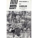 NOTTS COUNTY/SUNDERLAND Scarce programme from Sunderland's FA Cup winning season. Notts County v