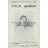 SOUTHAMPTON - SHEF WED 1907 Southampton six page match card programme for FA Cup tie v Sheffield