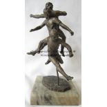 BRONZE SCULPTURE Sculpture by Bonar Dunlop (1916-1992), signed by him, features 3 players in an