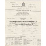 IPSWICH Single sheet programme Ipswich Town Reserves v Swindon Town Reserves 2nd September 1967.