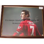 ERIC CANTONA AUTOGRAPH A 26" X 20" framed and glazed signed colour photograph of Cantona in action