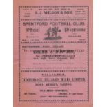 BRENTFORD - NOTTM FOREST 1934 Large format Brentford home programme v Nottingham Forest, 6/10/