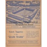 EVERTON - BRENTFORD 1939-40 Exceedingly scarce Everton 1939-40 truncated season home programme v