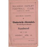 DULWICH - NUNHEAD 1925 Four page Dulwich Hamlet home programme v Nunhead, 6/4/1925, Isthmian League,