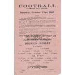 DULWICH - LEYTONSTONE 1921 Single sheet Dulwich Hamlet home programme v Leytonstone, 22/10/1921,