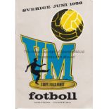 1958 WORLD CUP Scarce large format official souvenir programme, 1958 World Cup in Sweden. 48 page