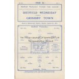 SHEF WED - GRIMSBY 1931 Sheffield Wednesday home programme v Grimsby Town, 31/8/1931, ex bound
