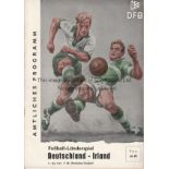 GERMANY - IRELAND 60 West Germany home programme v Irish Republic, 11/5/60 in Dusseldorf. Good