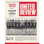 MAN UNITED 4 Page programme Manchester United Youth v Italian Youth August 9th 1972.Light vertical