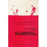 MAN UNITED Programme Anderlecht v Manchester United European Cup 2nd Round 2nd Leg 27th November