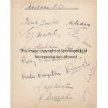 ARSENAL 1937 Page from a 1930s autograph album. Arsenal autographs in neat ink handwriting. 12