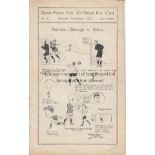 MIDDLESBROUGH - SOUTH SHIELDS 1913 Sports Picture Post Official Key card dated November 1st 1913