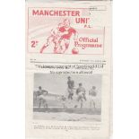 MAN UTD FRIENDLY 62 Scarce Manchester United Reserves home programme , friendly v Preston