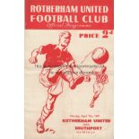 ROTHERHAM - SOUTHPORT 47 Rotherham home programme v Southport, 7/4/47, folds. Fair-generally good