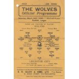 WOLVES - LEICESTER 45 Wolves single sheet programme v Leicester, 10/3/45, one punch-hole in top left