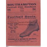 SOUTHAMPTON HANDBOOK 1938/39 Southampton handbook, 1938/39, eighty four pages including fixtures,