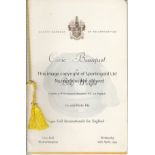 BILLY WRIGHT - MENU Civic Banquet Menu plus Seating Arrangements booklet for Banquet held to