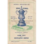 1955 FA CUP SEMI-FINAL Programme for Newcastle Utd. V York City 26/3/1955 at Sheff. Weds.,