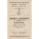 DERBY COUNTY V ARSENAL 1947 Programme for the League match at Derby in Arsenal's 1947/8 Championship