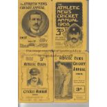 ATHLETICS NEWS / CRICKET 4 Athletics News Cricket Annuals from 1907,1908,1909 and 1910. Good