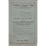 AT NUNHEAD 1925 Nunhead programme for the 1925 Surrey Senior Cup Final, Dulwich Hamlet v Tooting