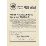 ST PAULI - RANGERS 1976 Scarce programme, FC St Pauli v Glasgow Rangers, 30/7/76, six page