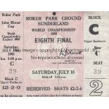 WORLD CUP 1966 SUNDERLAND TICKET Unused ticket Italy v Soviet Union 16th July 1966 ar Roker Park.