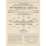 WEST HAM UNITED V CHELSEA 1958 Programme for the SJFC Semi-Final at West Ham 1/4/1958, slightly