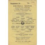 COLCHESTER 1944 Programme for game played at Layer Road, Colchester, 23/9/44, Colchester Garrison XI