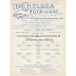 CHELSEA - WEST HAM 1924-5 Two Chelsea Reserves single sheet home programmes v West Ham Reserves, 6/