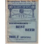 BIRMINGHAM - MAN UTD 1921-22 Birmingham home programme v Manchester United, 18/2/1922, ex bound