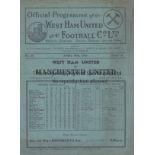 WEST HAM - MANCHESTER UNITED 1938 West Ham home programme v Manchester United, 30/4/1938, Man Utd