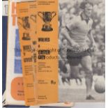 LEAGUE CUP 1973/4 RUN TO THE FINAL All 18 programmes. Wolves homes v. Tranmere Rovers, slightly
