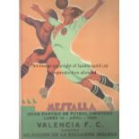 VALENCIA V ENGLISH SELECT 1929 Poster 13" X 9" issued by Ortega of Valencia for the Friendly at
