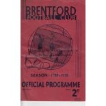 BRENTFORD - BOLTON 1937-38 Brentford home programme v Bolton, 1/1/1938, creased. Fair