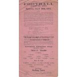 DULWICH - BARKING 1922 Dulwich Hamlet home programme v Barking Town, 29/4/1922, London Charity Cup