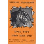 HULL CITY V WEST HAM 1952 Programme for the League match at Hull 25/8/1950, creased Generally good