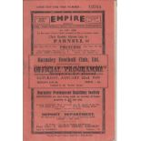 BARNSLEY - MAN UTD CUP 1937-8 Barnsley home programme v Manchester United, 22/1/1938, slight fold,