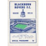 BLACKBURN ROVERS V WEST HAM 1957 Programme for the League match at Blackburn 27/8/1957, slightly