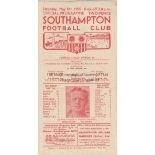 SOUTHAMPTON V WEST HAM 1950 Programme for the League match at Southampton 6/5/1950, very slightly