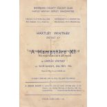 HAMPSHIRE CRICKET 1956 Hampshire Cricket Scorecard, 20/5/56 v Hartley Wintney XV, Whit Sunday and