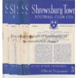 SHREWSBURY 10 Shrewsbury Town home programmes from the 1952/53 season to include v Queen's Park