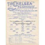 CHELSEA V CRYSTAL PALACE 1924 Single sheet programme for the London Combination match at Chelsea