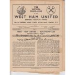 WEST HAM 52-3 Eleven West Ham home programmes, 52-3, all League, v Southampton, Hull, Birmingham,