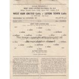 WEST HAM UNITED V LUTON TOWN 1957 Programme for the FA Youth Cup tie at West Ham 6/11/1957,