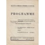 WARTIME Programme for match between Combined Services (Germany) and the Norwegian Army, 20/10/46